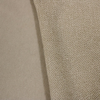 front and back view of oatmeal colored french terry fabric