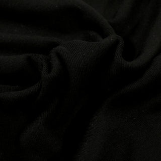 close-up of black rib-knit jersey fabric