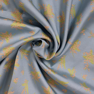swirl of pastel colored floral jacquard twill fabric