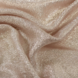 close-up of pink lurex super-sparkle chiffon fabric, detailing the glitter effect and lightweight hand