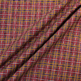 three diagonal lines draped of a textural woven-plaid tweed-like midweight fabric. yellow, purple, white, and hot pink fibers throughout.