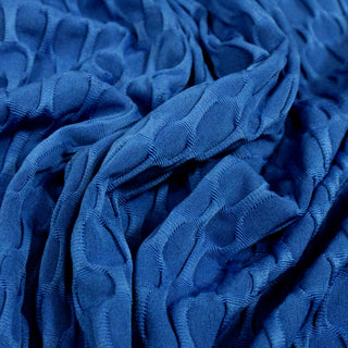 close-up of royal blue textured knit fabric