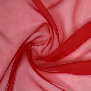 swirl of scarlet red organza fabric, very transparent with a structured hand