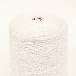 close-up of a fine-gauge white eyelash yarn