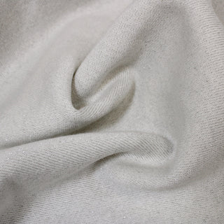 close-up of sparkley silver fleece-backed jersey fabric