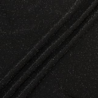 three diagonal lines draped of starlight interlock fabric, black knit fabric flecked with silver lurex threads