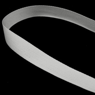 close-up of white 5/8" twill tape