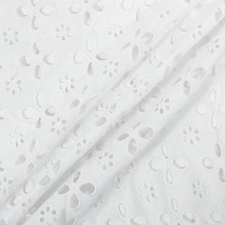 3.25 YARDS WHITE COTTON FLORAL EYELET