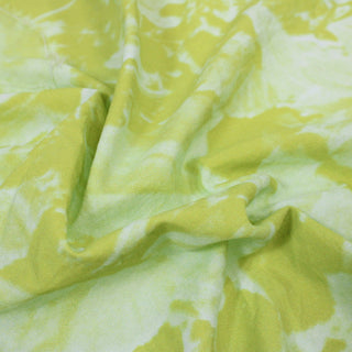 close-up of a  green and blue abstract synthetic fabric, detailing the surface shine