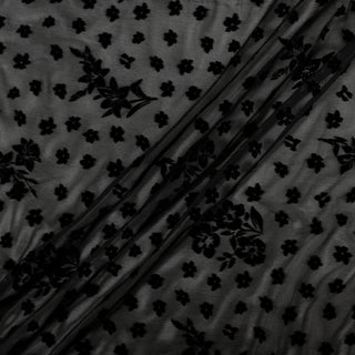 BLACK FLORAL BURNOUT VELVET MESH