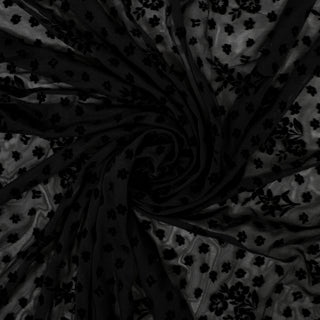 BLACK FLORAL BURNOUT VELVET MESH