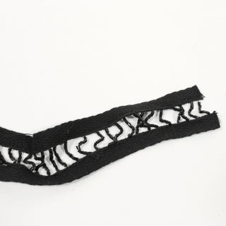 black beaded loop fringe trim laid flat and close-up