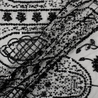 3.5 YARDS BLACK SEQUIN BEADED MESH