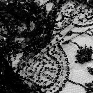 3.5 YARDS BLACK SEQUIN BEADED MESH