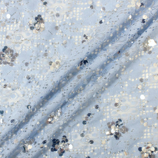 3.25 YARDS BABY BLUE SEQUIN BEADED LACE