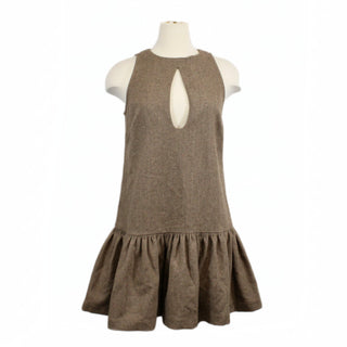 BROWN DROP-WAIST MINI DRESS