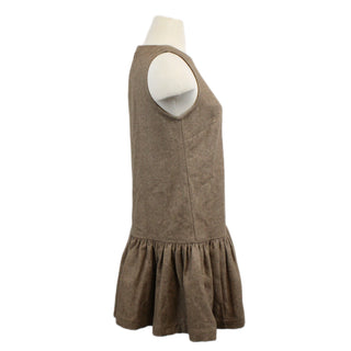 BROWN DROP-WAIST MINI DRESS