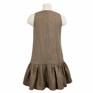 BROWN DROP-WAIST MINI DRESS