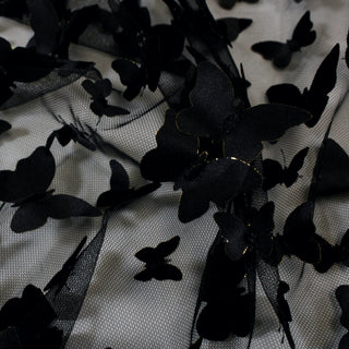 3D black butterfly mesh fabric