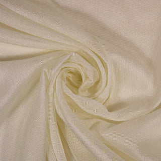 Swirl of a cream open mesh fabric, detailing the drape and surface shine.