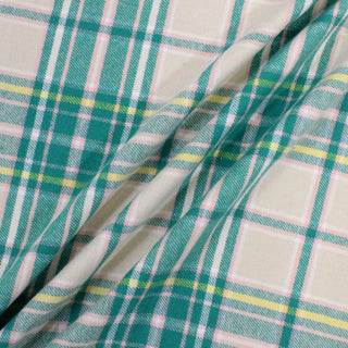 4 YARDS PINK YELLOW AND GREEN PLAID COTTON FLANNEL