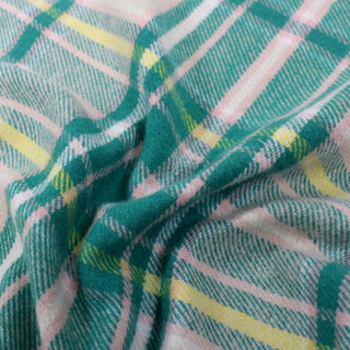 4 YARDS PINK YELLOW AND GREEN PLAID COTTON FLANNEL