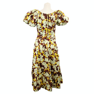 ABSTRACT PRINT PUFF SLEEVE DRESS
