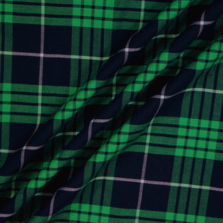 Three lines draped of a windowpane plaid fabric.