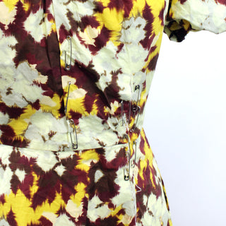 ABSTRACT PRINT PUFF SLEEVE DRESS
