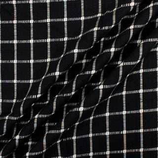 BLACK AND WHITE GRID SLUB FABRIC
