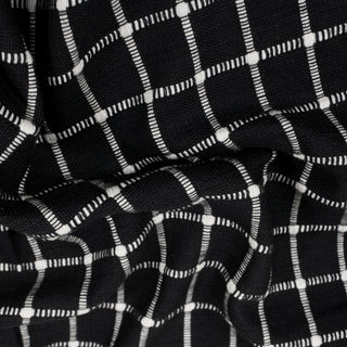 BLACK AND WHITE GRID SLUB FABRIC