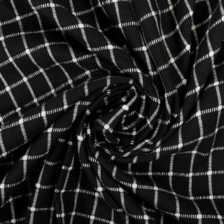 BLACK AND WHITE GRID SLUB FABRIC