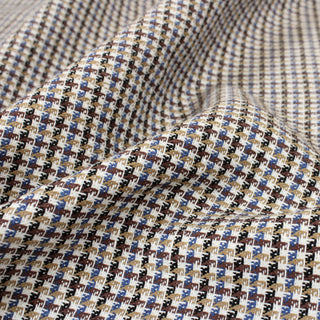 BROWN AND BLUE HOUNDSTOOTH SUITING