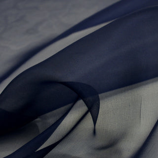close-up of navy blue silk organza fabric