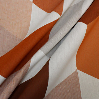2 YARDS ORANGE AND WHITE GEOMETRIC UPHOLSTERY