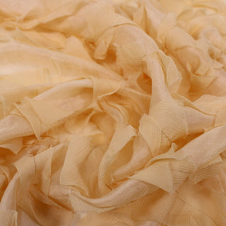 Close-up of sheer peach fabric with ruffled texture