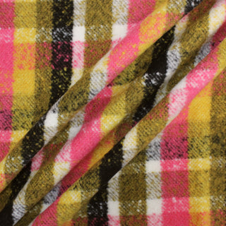 PINK AND YELLOW BRUSHED PLAID