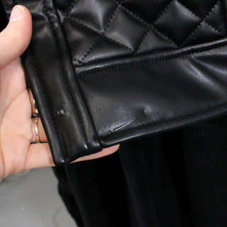BLACK QUILTED PLEATHER JACKET