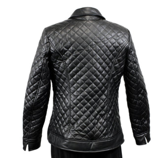 BLACK QUILTED PLEATHER JACKET