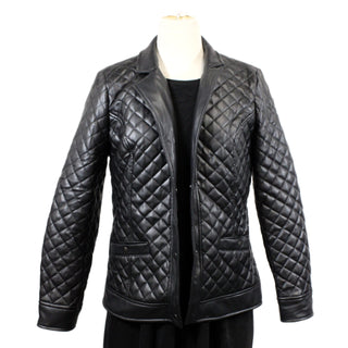 BLACK QUILTED PLEATHER JACKET