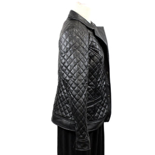 BLACK QUILTED PLEATHER JACKET