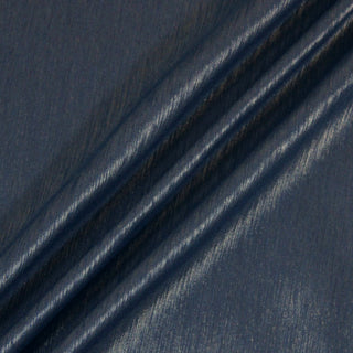 Three lines draped of a navy and silver upholstedry fabric.