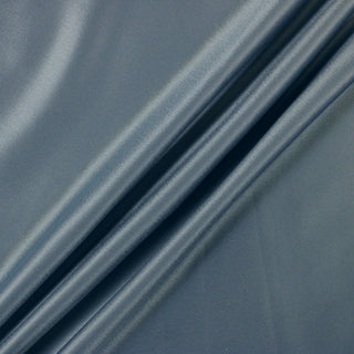 Three lines draped of a blue polyester satin fabric.