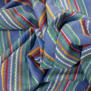 close-up of a multicolor stripe jersey fabric