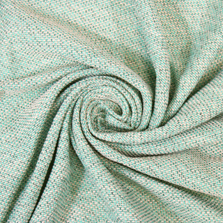 Swirl of a teal tweed fabric, detailing the surface shine and drape.