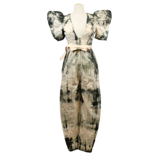 PINK AND GREEN TIE-DYE DENIM JUMPSUIT