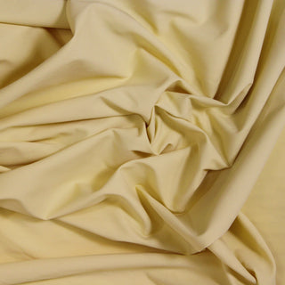 Close up of a yellow broadcloth, detailing the surface shine and drape.